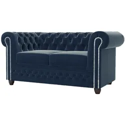 CHESTERFIELD-SOFA 2-Sitzer Nyx Marineblau Samt