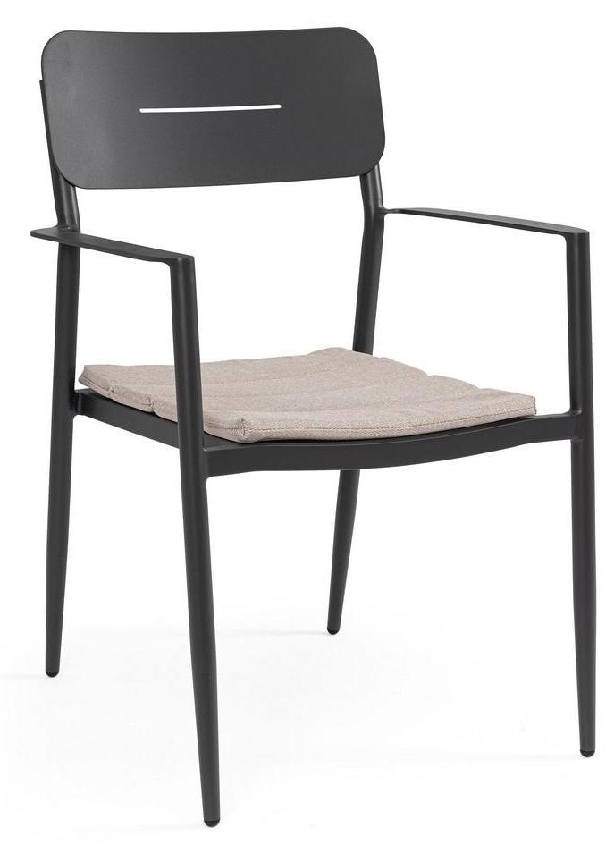 Nebula Gartenstühle 4er Set, Schwarz, stapelbar, mit Armlehnen, wasserabweisend, 58x55x85 cm