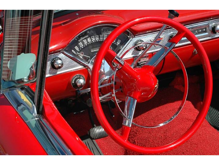 Fototapete PAPERMOON Rotes Auto , bunt, B:2,5m L:1,86m, Vlies, Tapeten, Fototapete