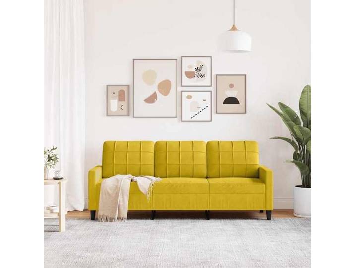 Stable&Durable - Jaune - Canapé à 3 places - (par siège):110 kg - Jaune 180 cm Velours - Canapé Scandinave HS152348646
