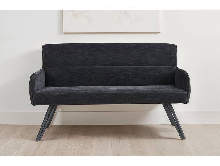 Sitzbank BYLIVING Tino , grau (schwarz, schwarz), B:140cm H:94cm T:67cm, Stoff, Sitzbänke, Sitzbank, mit Federkernpolsterung in 140 oder 160cm, hochwertige Polsterbezüge