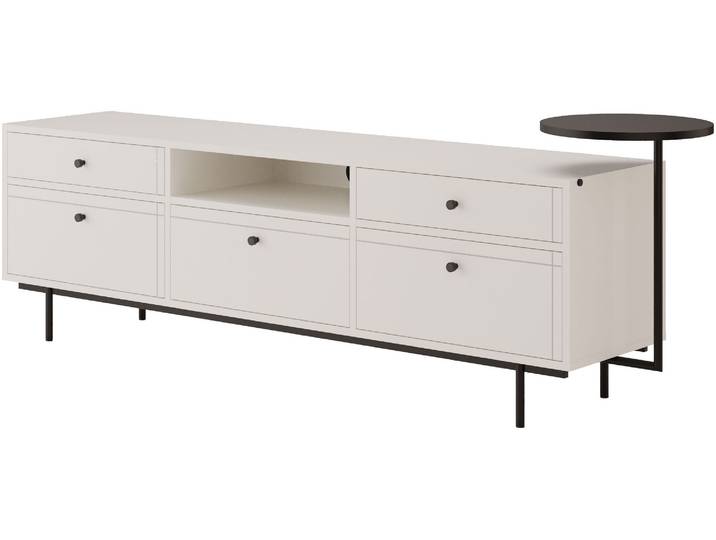 TV-Board HOME AFFAIRE, weiss (weiß), B/H/T: 220cm x 57cm x 42cm, 5 Stk., Sideboards, TV-Board, Seitlicher Design-Beistelltisch-stilvoll und funktional.