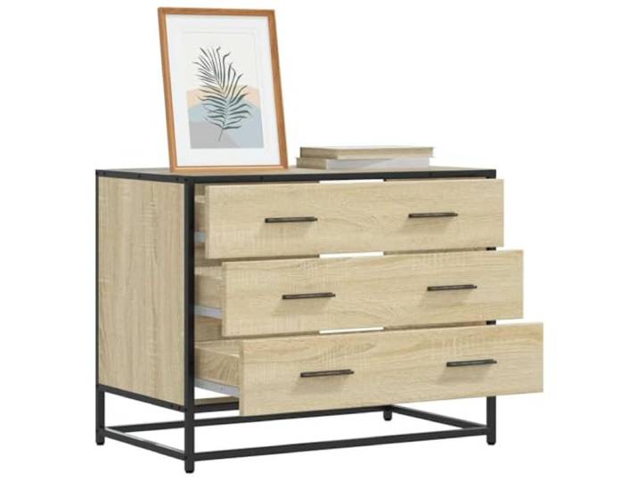Schubladenschrank Sonoma-Eiche 70x41x56 cm Holzwerkstoff mit 3 Schubladen Mit Metallgestell, Industrie-Design, stabile Oberplatte, pflegeleicht, Korrosionsbeständigkeit, robuste Konstruktion