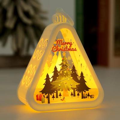 Inspired Finds FestiveGlow LED Triangle Lantern Santa & Snowman Christmas Table Lamp acs027