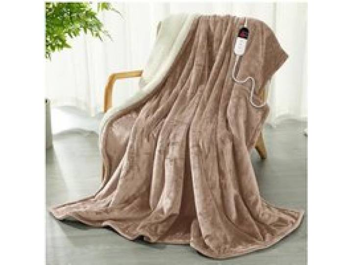 Couverture Chauffante 130x180 cm Plaid Chauffant en Flanelle Beige - Flanelle + Sherpa