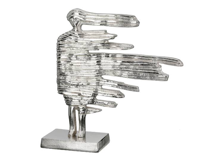 Dekofigur GILDE Skulptur Verwehung silberfarben H. 38 cm , silber (silberfarben), B:36cm H:38cm T:10,5cm, Aluminium, Dekofiguren, Dekofigur