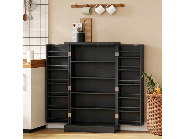HOMCOM Armoire Cuisine 5 Étagères MDF 60x30x104cm Noir