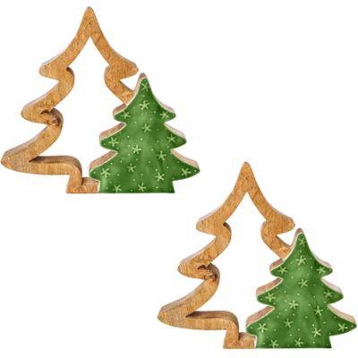 Dekobaum CREATIV HOME "Deko-Figur Tannenbaum", grün, B:18,5cm H:20cm T:3,5cm, Holzwerkstoff, Dekofiguren, mit Enamelverzierung