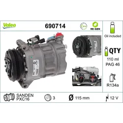 Kompressor Klimaanlage VALEO 690714 für Volvo V60 I S80 II S60 Cross Country