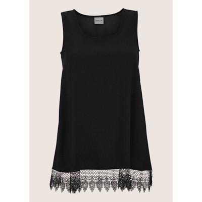 Blusentop MADELEINE "Top Feminines Blusentop mit Spitzenbesatz", Damen, Gr. 34, schwarz, Obermaterial: 100% Polyester PES., Modern, normal, Blusen Blusentop