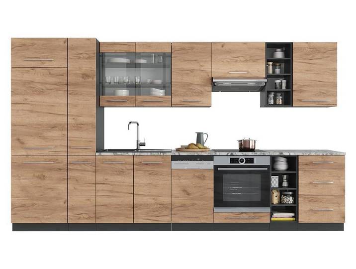 Cuisine Vicco Fame-Line Chêne doré/anthracite 355cm sans PT\, Model 38684