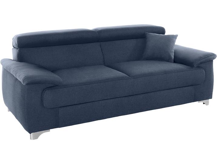 2-Sitzer DOMO COLLECTION Mira inklusive Kopfteilverstellung für mehr Wohlfühlkomfort , blau (dunkelblau), B:185cm H:78cm T:100cm, Zierkissen: Entsprechend jeweiligem Bezug.;Struktur (100% Polyester);Struktur fein (100% Polyester);Luxus-Microfaser (92% Polyester, 8% Nylon), Sofas, 2-Sitzer, elegant und modern, komfortabel, frei im Raum stellbar