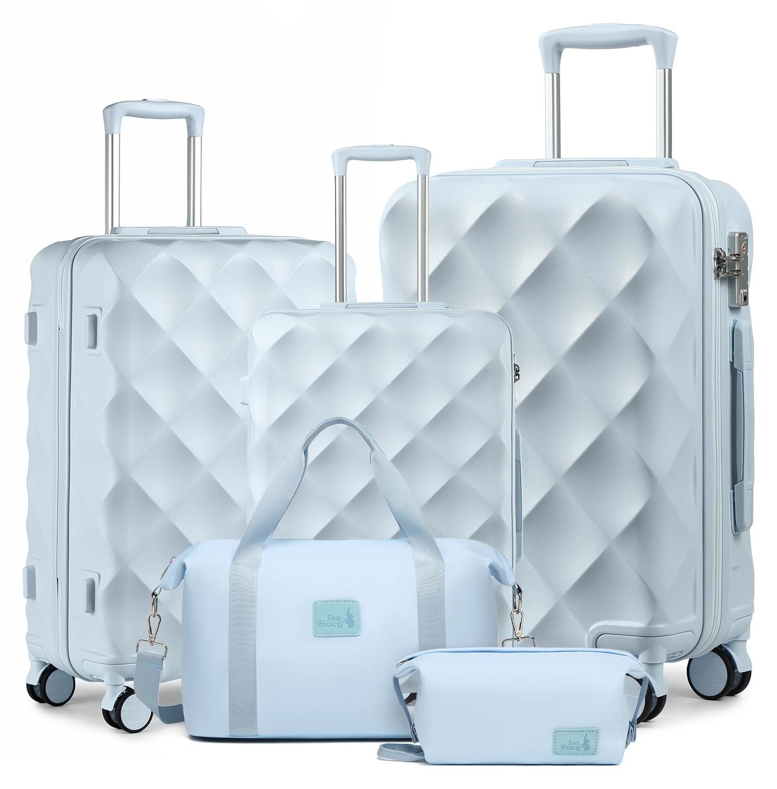 Koffer-Set mit Rollen - 5-teiliges Reise-Set mit Doppelrollen und TSA-Schloss