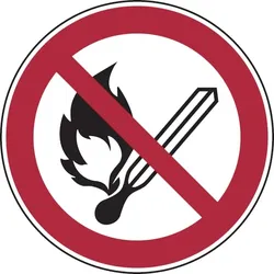 Verbotsschild, Feuer, offenes Licht und Rauchen verboten P003 - ASR A1.3 (DIN EN ISO 7010) - 200x1.5 mm Kunststoff