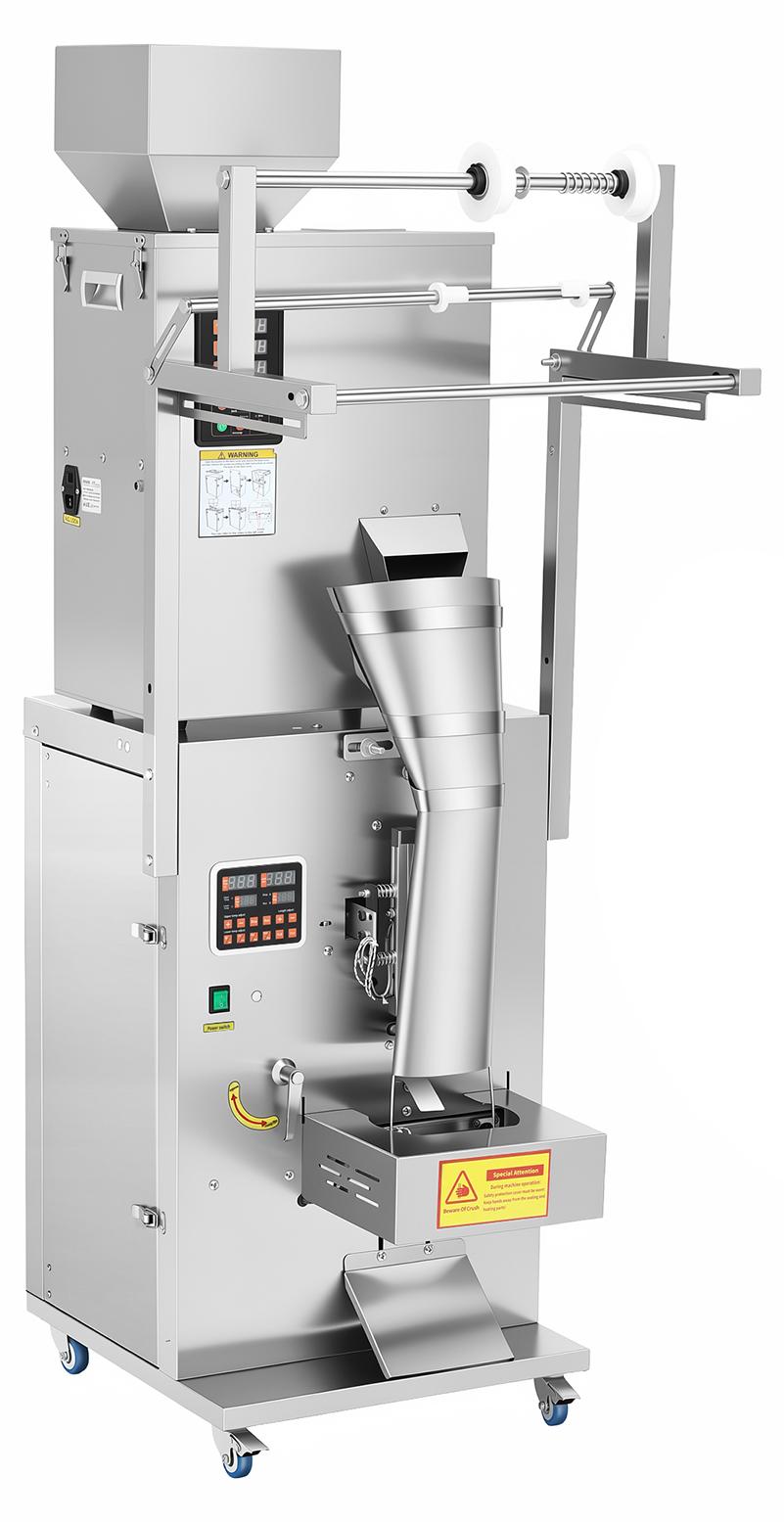 SucceBuy Pulververpackungsfüllmaschine Vollautomatische Abfüllmaschine 10-500g, Präzises Wiegen, Abfüllen & Verpacken, Edelstahl, Freistehend, Geeignet für Nüsse, Samen, Tee, Kaffeebohnen, Gewürze und Mehl