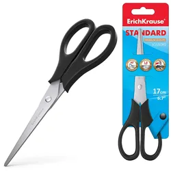 Schere 17cm rostfrei 2D Klingen 1 Stück Universalschere Doppelschliff Edelstahlklingen Allzweckschere Haushalt Büro Küche Schule Bastelschere Schwarz