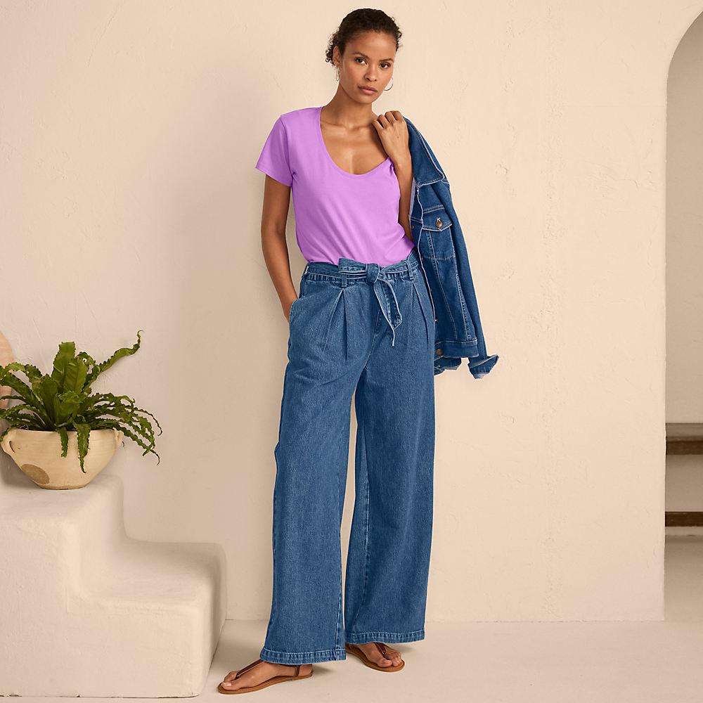 Weite Paperbag-Jeans für Damen, Damen, size: regular, Blau, Lyocell (Viskose)/Baumwoll-Mischung, by Lands' End