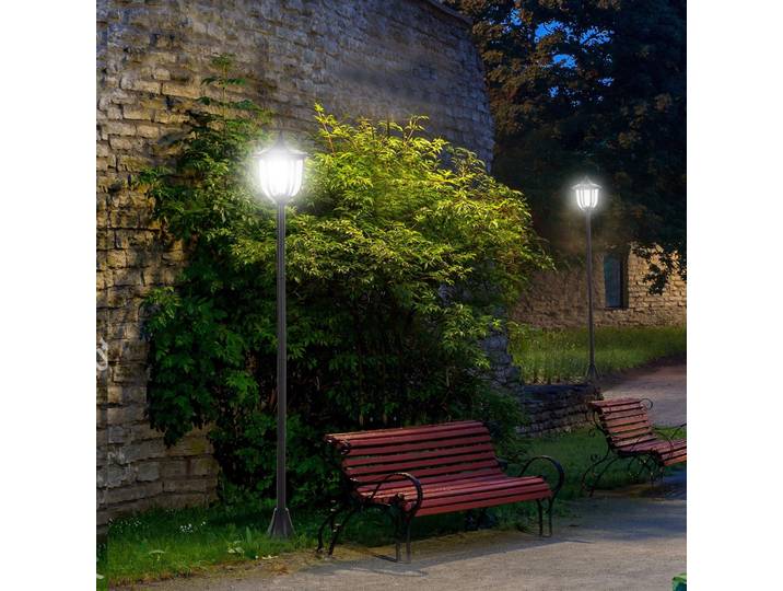 Outsunny Lampadaire Extérieur Solaire LED Noir