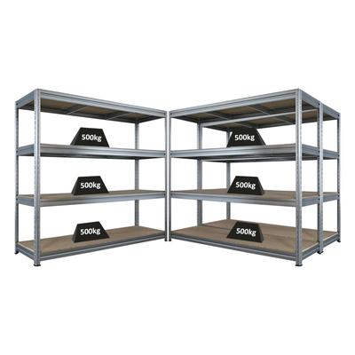 Proregal Mega Deal | 3x Schwerlastregal DINO | HxBxT 180x200x60cm | 4 Spanplatten-Ebenen 16mm | Fachlast 500kg | Verzinkt