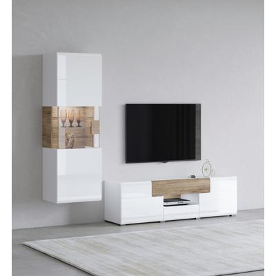 Wohnwand OTTO HOME "Toledo", weiß (weiß, sanremo, weiß hgl, sanremo), B:212cm, Kastenmöbel-Sets, Wohnwand