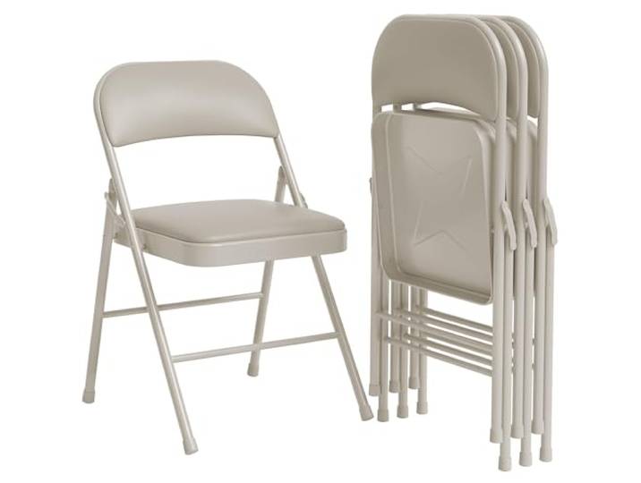 GarveeHome Klappstühle 8er-Set Metall PU-Leder Gepolstert 159 kg Gepolstert, hohe Rückenlehne, stapelbar, tragbar, rutschfeste Füße, 159 kg