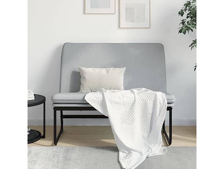 VIHHQGC Sitzbank Hellgrau 100x75x76 cm Stoff mit Metallgestell Gepolsterte Sitzfläche, schräge Rückenlehne, robustes Metallgestell, atmungsaktiver Stoff, einfacher Zusammenbau