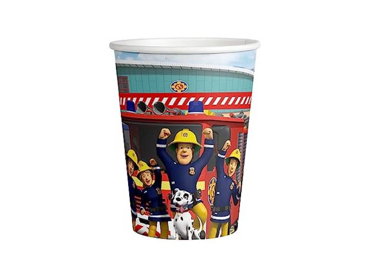 amscan 9912959-8 papieren bekers Brandweerman Sam, officieel gelicentieerd product