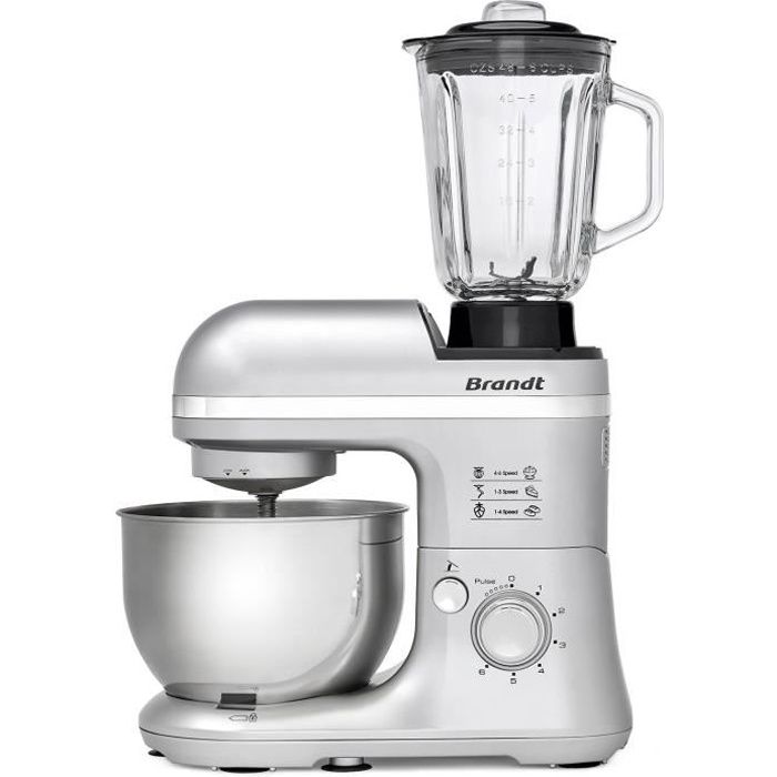 Brandt KM650BS, 4 l, Edelstahl, Drehregler, Schlagen, Mischung, Kneten, Mixen, 0,9 m, Edelstahl