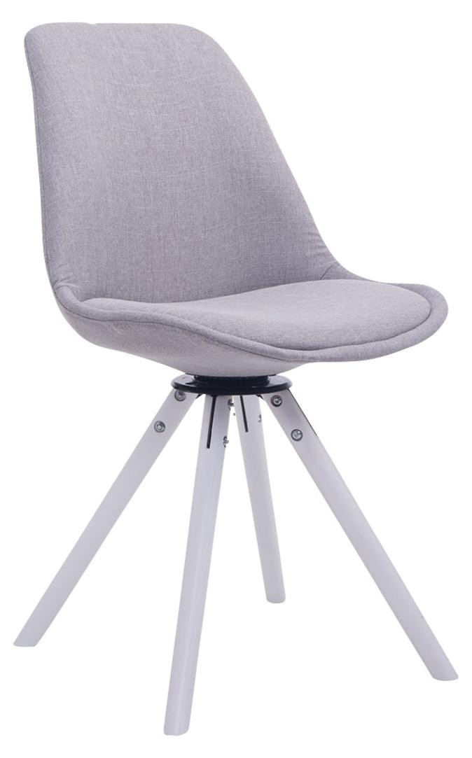 CLP bezoekersstoel Troyes, ronddraaibaar, witte bekleding, grijs frame met ronde houten poten