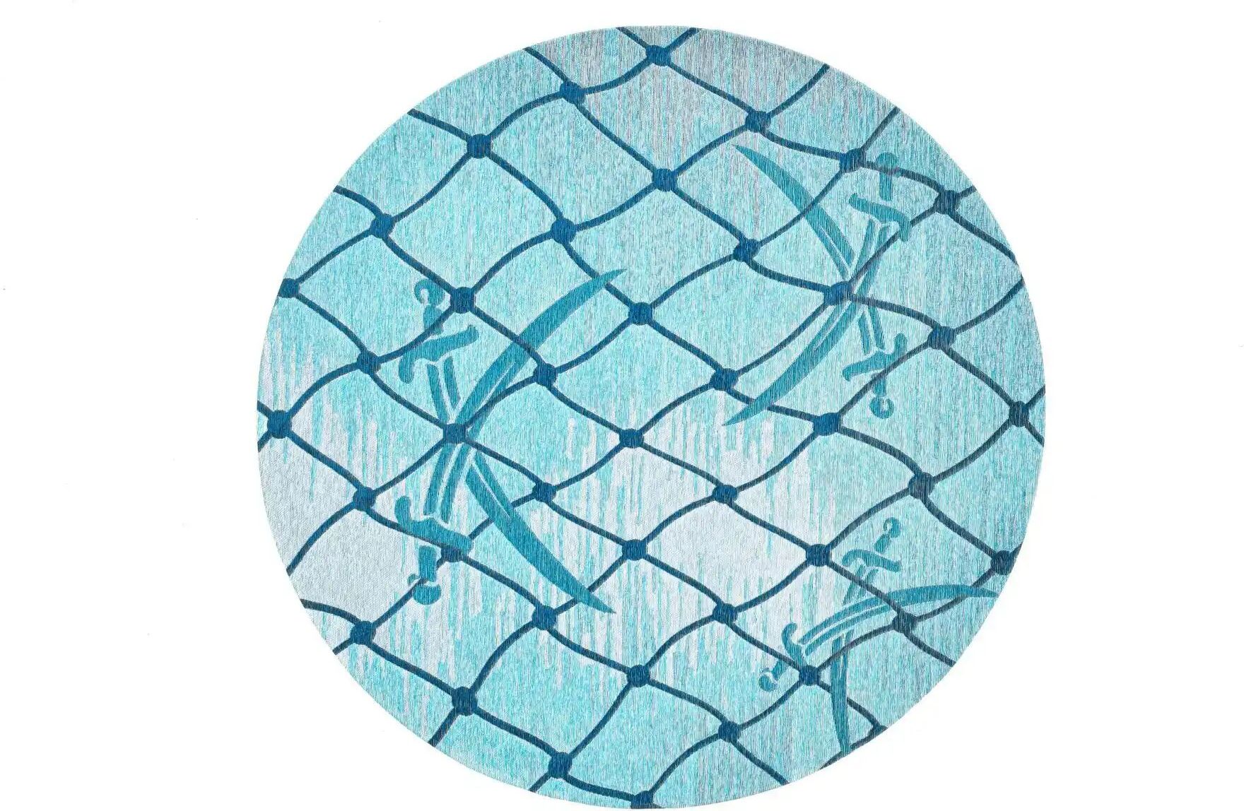 SANSIBAR Sylt Teppich  Keitum ¦ blau ¦ Baumwolle ¦ Maße (cm): B: 100 H: 0,3