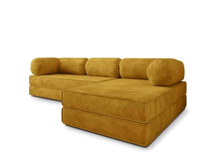 Masseno Schaumstoff-Ecksofas ETERA mit Schlaffunktion, Modulares Schlafsofa aus Schaumstoff, Klappbares Bodensofa, Boneless, Ohne Montage - Gelb, POSO 01