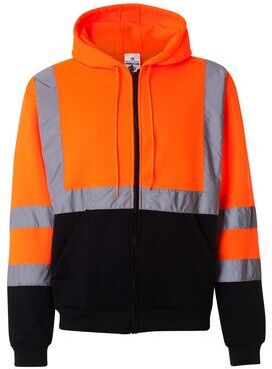 Kishigo JS102-103 Hi-Vis Full-Zip Hooded Sweatshirt in Orange size 3XL   Polyester