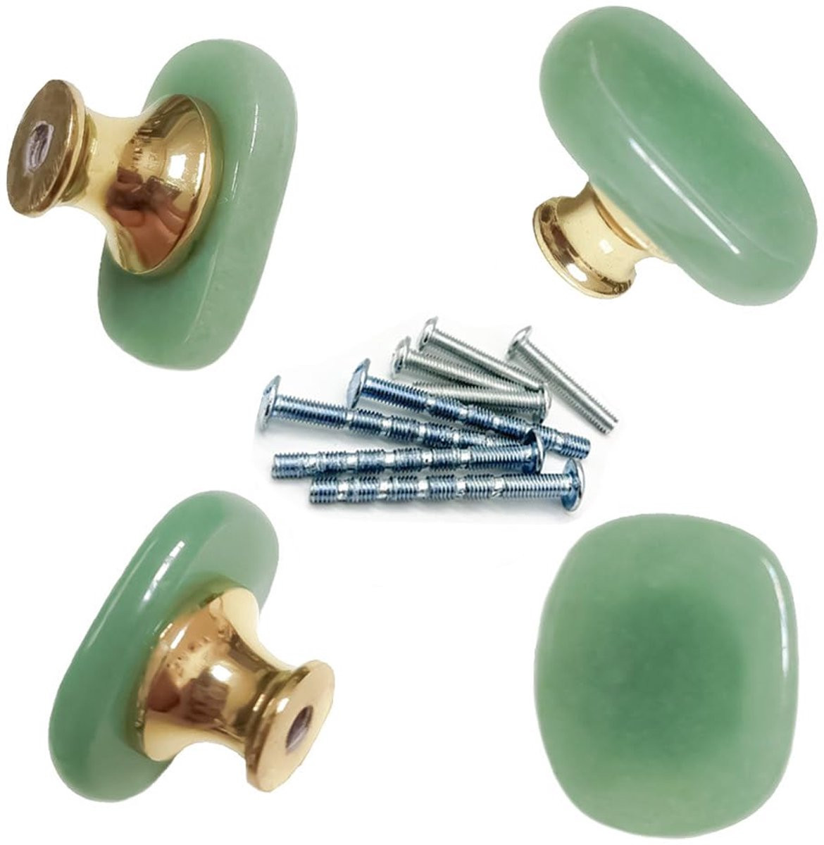 Set van 4 groene natuurlijke aventurijn steenknoppen voor meubels
