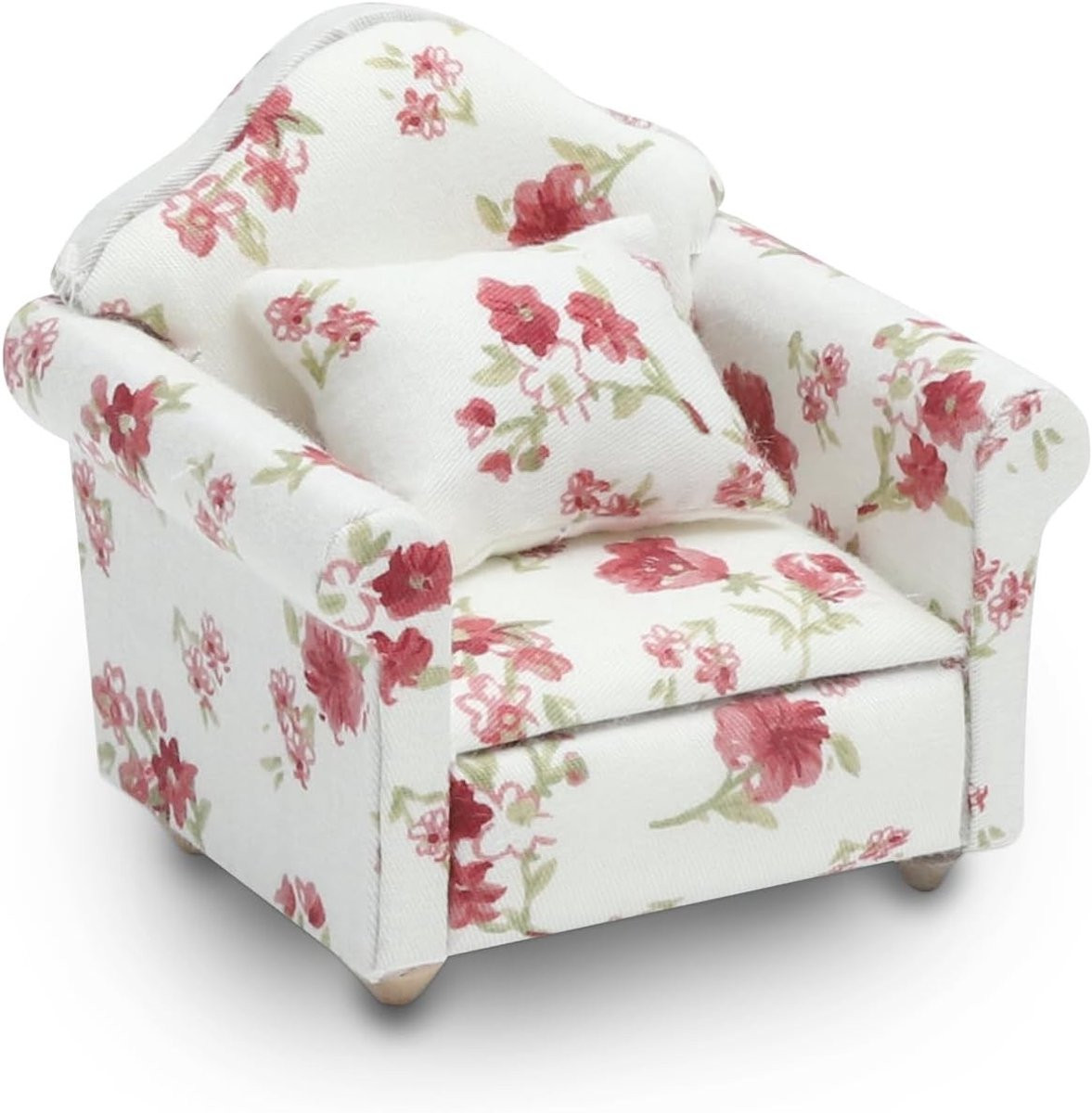 Miniatuur Sofa Set voor Poppenhuis - Vintage Houten Meubels met Kussens en Decoratieve Accessoires voor de Woonkamer