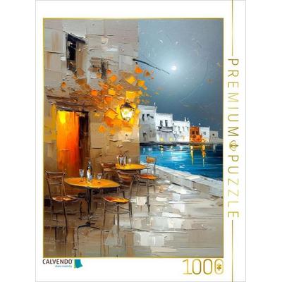 CALVENDO Puzzle Ein gemütliches Strandcafé bei Nacht auf Mykonos | 1000 Teile Lege-Größe 64x48cm Foto-Puzzle für glückliche Stunden, von , Calvendo
