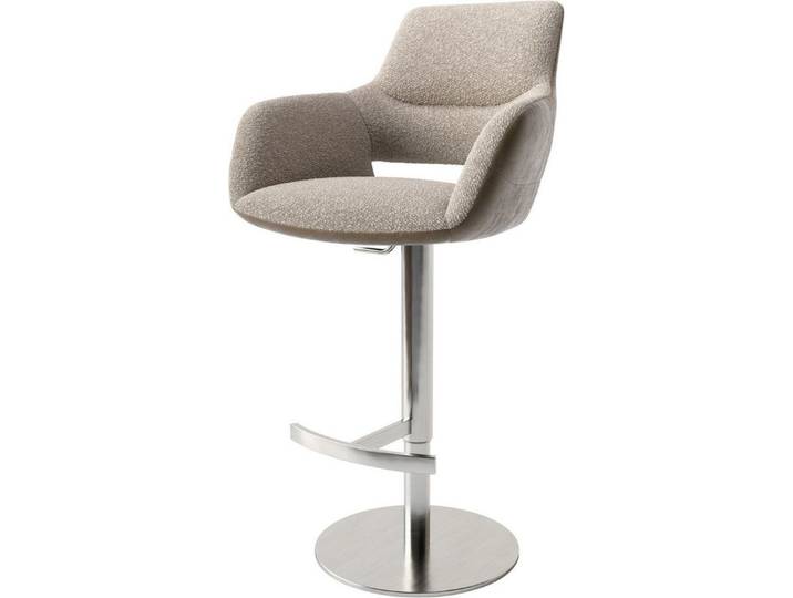 DELIFE Barhocker Yago-Flex, Drehfußhöhenverstellbar Edelstahl Materialmix Mikrofaser Schlamm / Bou