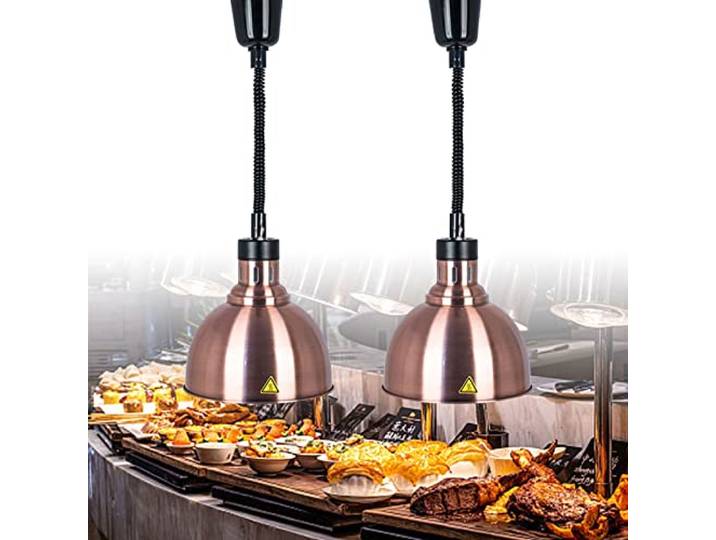 VFDZ Wärmelampe Küche Gastro, Wärmelampe für Lebensmittel(2pcs) Professionell Speisenwärmer Lampe, Wärmebrücke Speisen für Buffet, Restaurant, Durchmesser 25cm