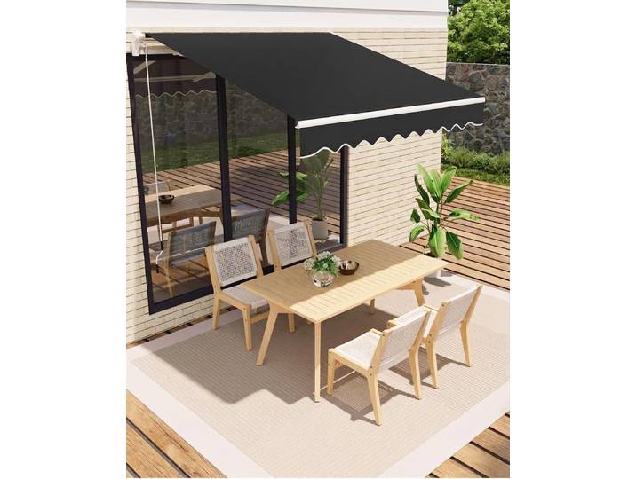 Auvent rétractable HAUSPROFI imperméable Auvent d'extérieur Abri extérieur résistant à la pluie Auvent pare-soleil pour jardin Cadre en aluminium avec protection UV Pour terrasse, jardin,