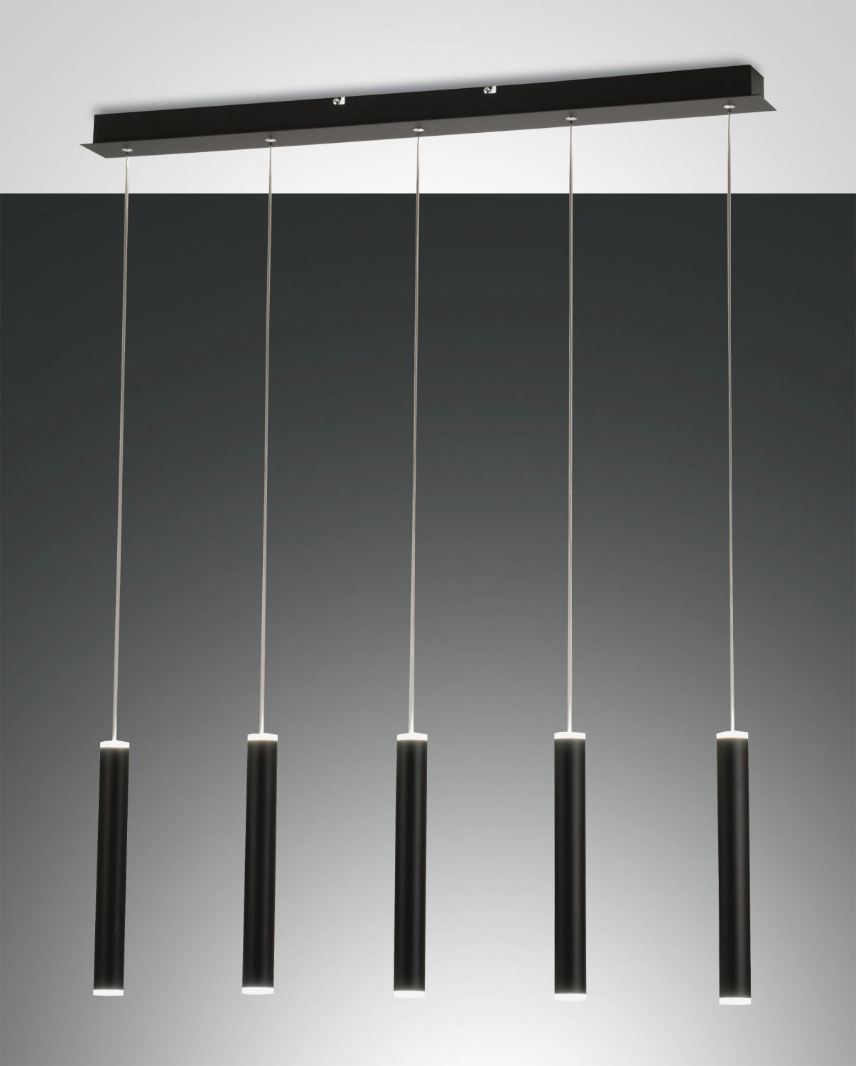 Fabas Luce 5er-LED-Pendelleuchte PRADO schwarz 90cm 3685-48-101 8019282533399