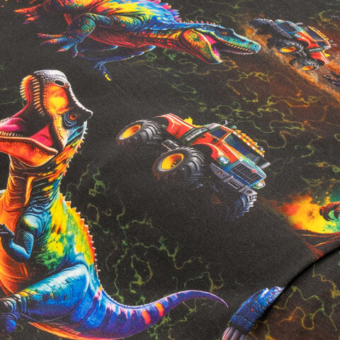 Baumwoll-Jersey "Dinos & Monstertrucks" mit Elasthan, schwarz-color