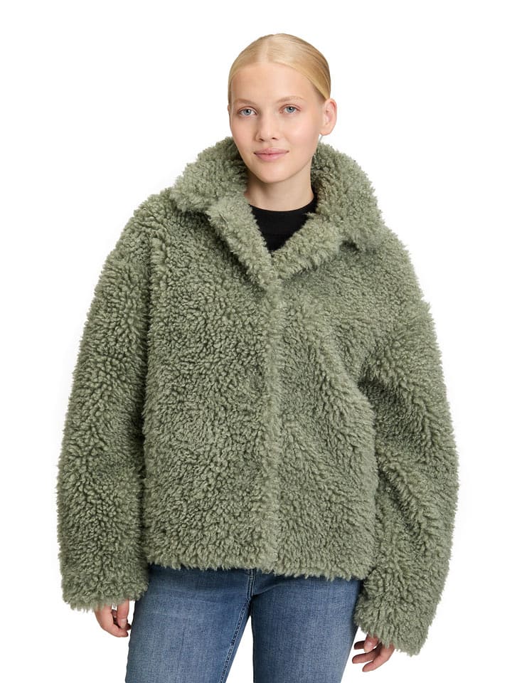 AMBER & JUNE Fleecejacke in Oliv - 38