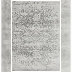 Orientalischer Teppich Antik-Look | 160x230cm, Florhöhe 9mm, Gesamthöhe 12mm | Silbergrau | Strapazierfähig | Esszimmer | LODI-Lambro | Kadima Design