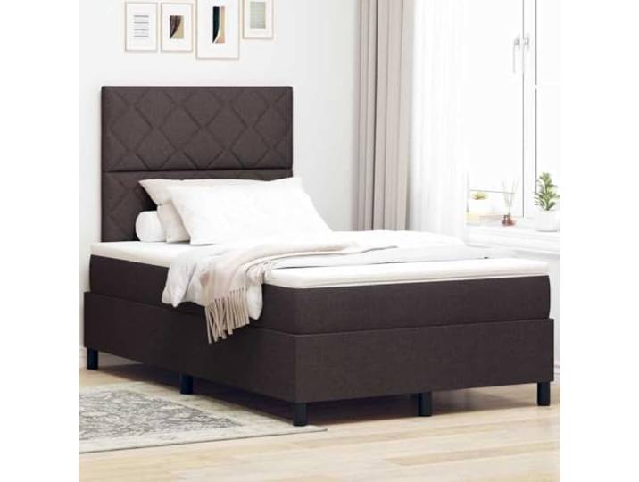 Taschenfederkern Matratze Modernes Design Boxspringbett Dunkelbraun 120 x Boxspringbett mit Matratze Dunkelbraun 120x190 cm Stoff Doppelbett mit verstellbarem Kopfteil Taschenfederkern LED