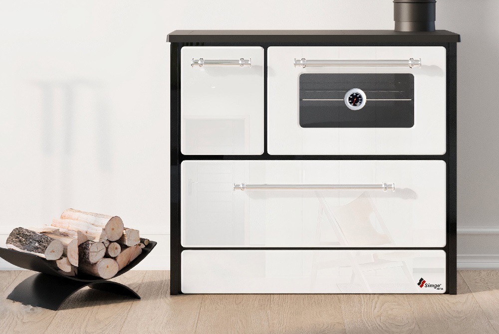Küchenofen Holzherd 701 weiß, rechte Version - 9,18 kW