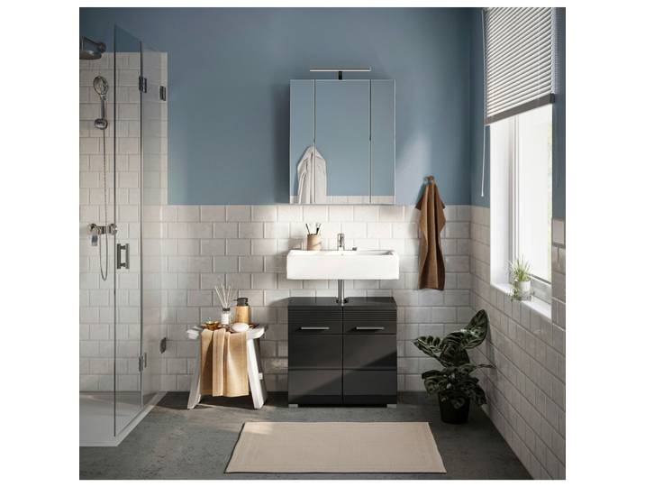 Badezimmer Linus 2-tlg. mit LED ca. 60 cm Schwarz