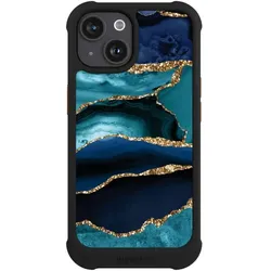 Nivocase Hülle für Apple iPhone 15 Stossfeste Handyhülle NIVOmax Case Schwarz Glitzer Look Marmor Trends (Apple iPhone 15), Smartphone Hülle, Schwarz