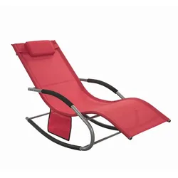 SoBuy Wetterfester Schaukelstuhl für den Garten Rot 150x63x87cm Modern