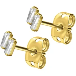 Titan Ohrstecker 2 EINGEFASSTE KRISTALLRECHTECKE