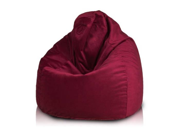 Fuzzy pouf fauteuil microfibre poire adulte fauteuil relax salon billes polystyrène 80x110 cm bordeaux Ecopuf