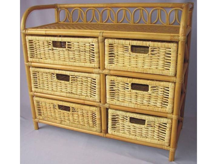 Rattani Regal Rattanregal mit 6 Schüben, Korbregal mit Schub Fb. honig